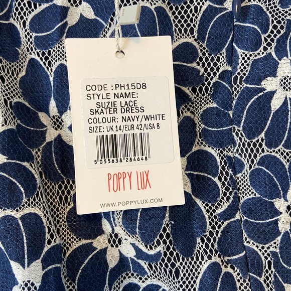 NWT Poppy Lux Size L Blue Lace Summer Dress - Picture 4 of 6